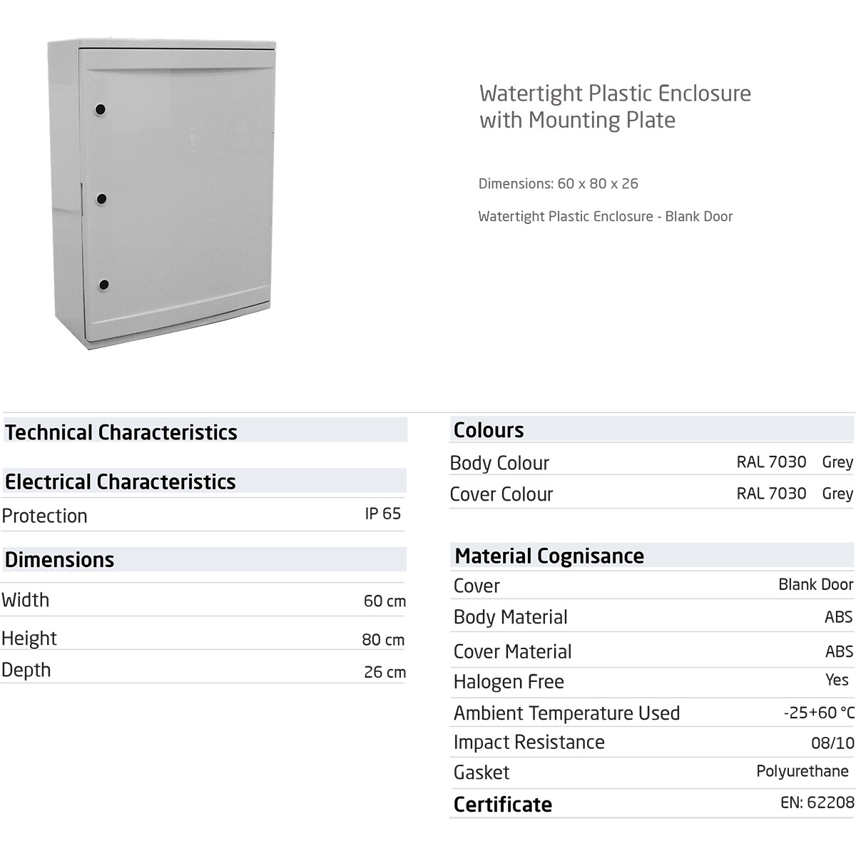 Boîte de dérivation - 800x600x260mm - Velvalux Panoboxpro - Coffret electrique - Coffret en plastique - Étanche IP65