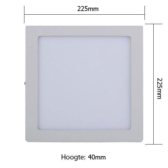 Downlight LED - En Saillie Carré 18W - Blanc Froid 6400K - Mat Blanc Aluminium - 225mm