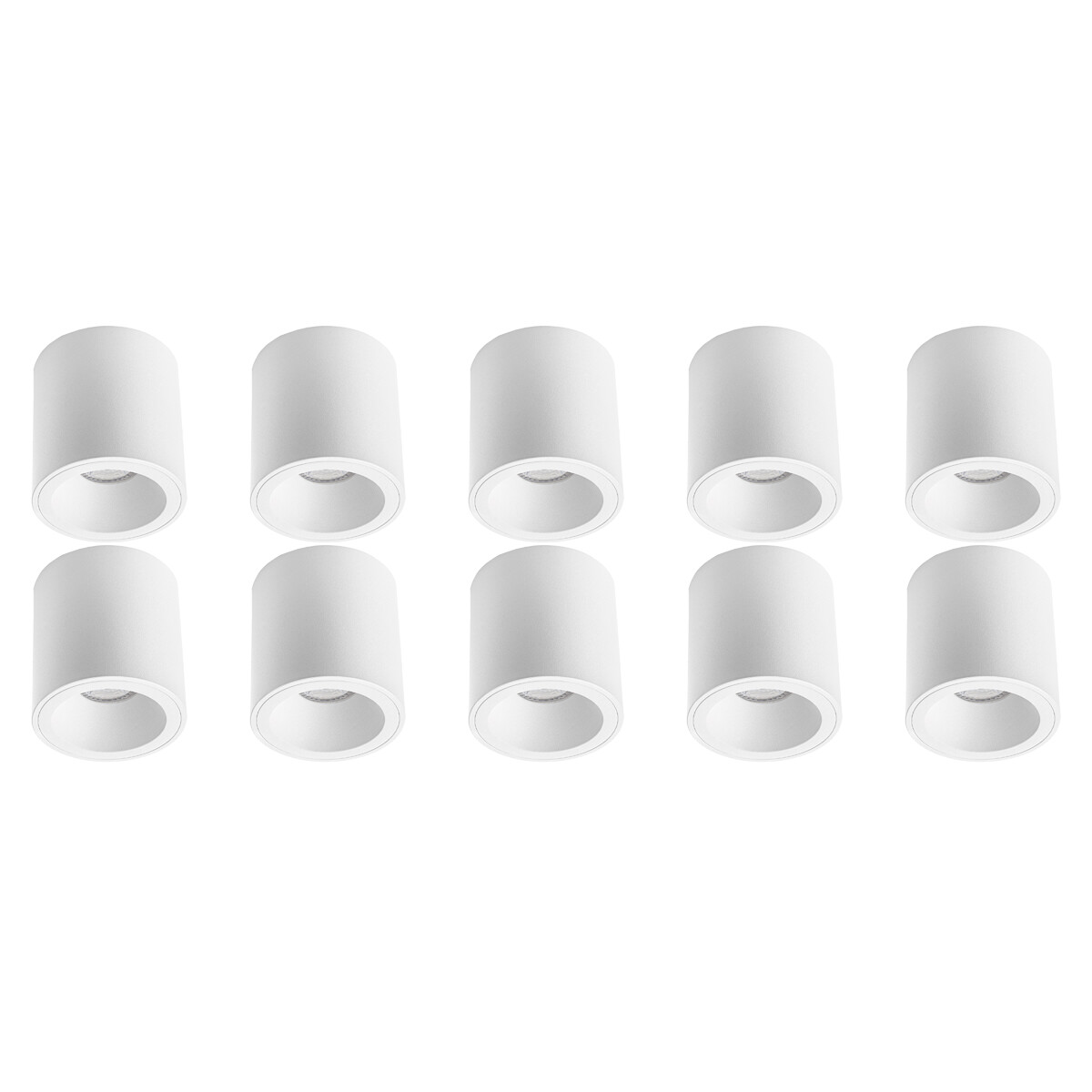 Spot de Plafond 10 Pack - Pragmi Cliron Pro - Douille GU10 - En Saillie Rond - Mat Blanc - Aluminium - Encastré - Ø90mm