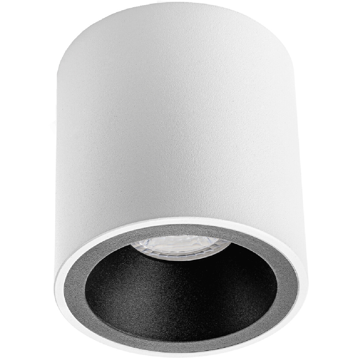 Spot de Plafond GU10 - Pragmi Cliron Pro - En Saillie Rond - Mat Blanc/Noir - Aluminium - Encastré - Ø90mm