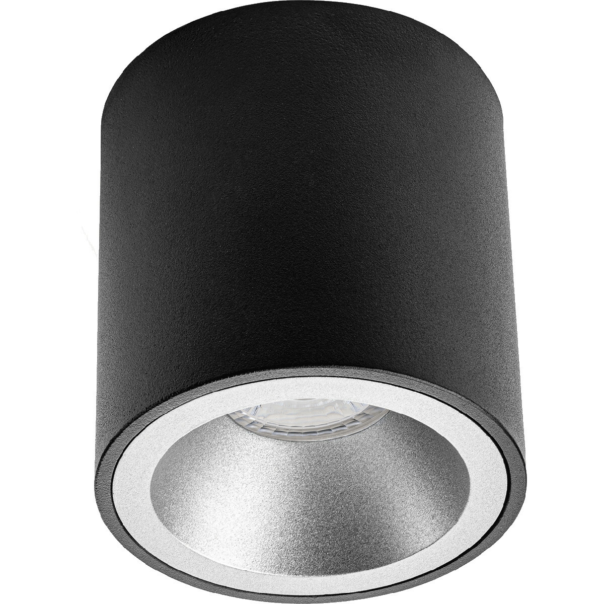 Spot de Plafond 10 Pack - Pragmi Cliron Pro - Douille GU10 - En Saillie Rond - Mat Noir/Argent - Aluminium - Encastré - Ø90mm