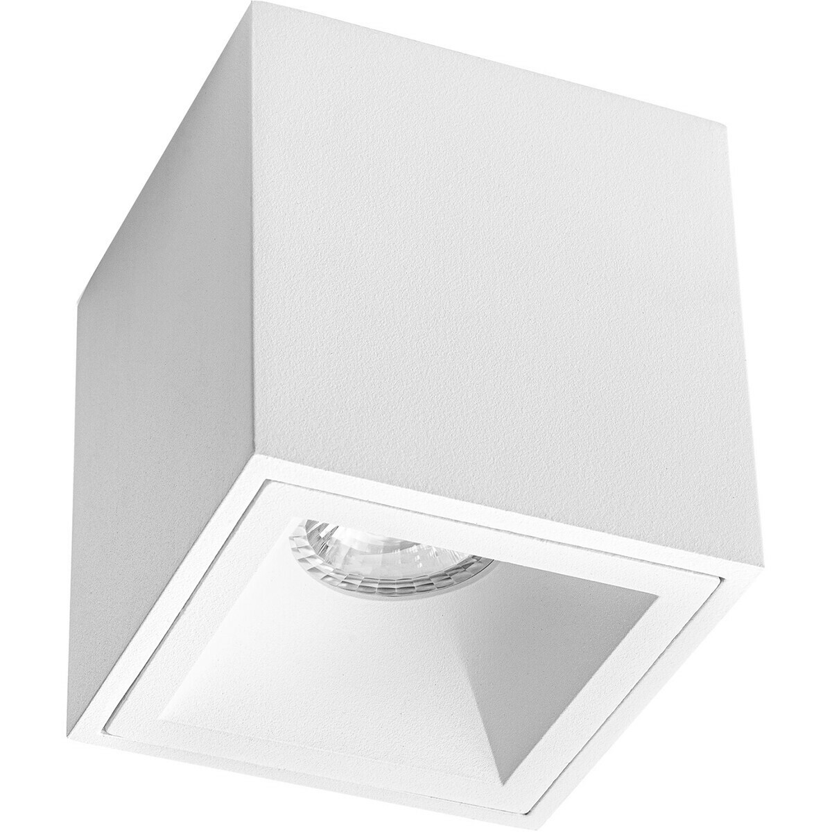 Spot de Plafond 10 Pack - Pragmi Cliron Pro - Douille GU10 - En Saillie Carré - Mat Blanc - Aluminium - Encastré - Ø90mm