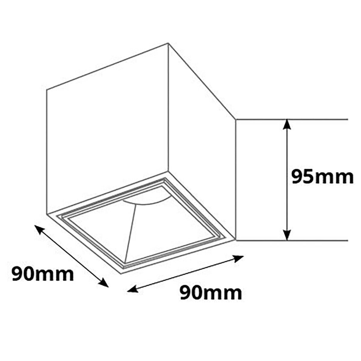 Spot de Plafond 10 Pack - Pragmi Cliron Pro - Douille GU10 - En Saillie Carré - Mat Blanc - Aluminium - Encastré - Ø90mm