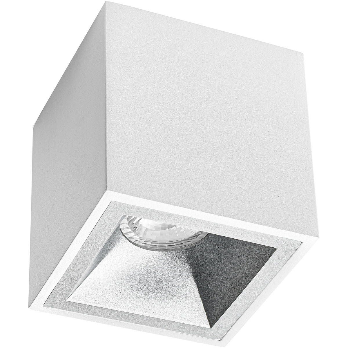 Spot de Plafond 10 Pack - Pragmi Cliron Pro - Douille GU10 - En Saillie Carré - Mat Blanc/Argent - Aluminium - Encastré - Ø90mm