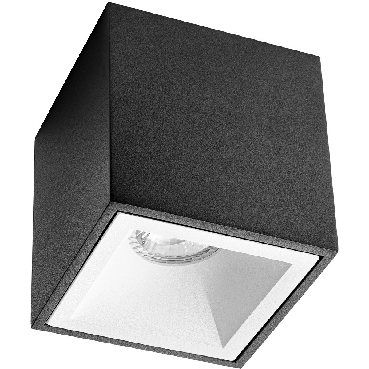 Spot de Plafond 10 Pack - Pragmi Cliron Pro - Douille GU10 - En Saillie Carré - Mat Noir/Blanc - Aluminium - Encastré - Ø90mm