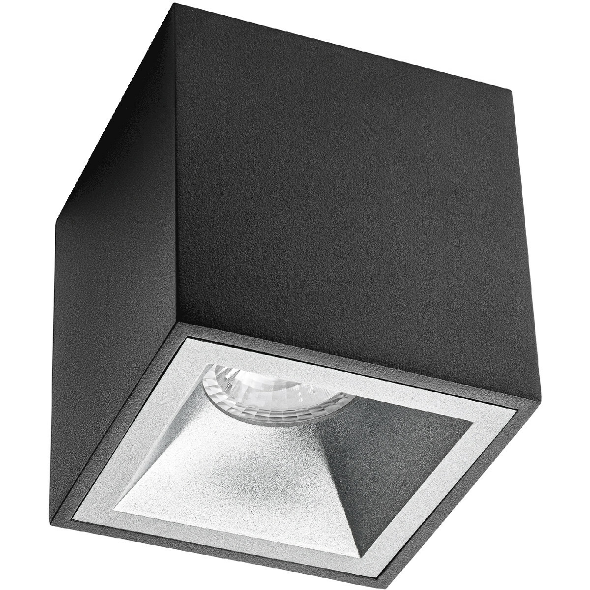 Spot de Plafond 10 Pack - Pragmi Cliron Pro - Douille GU10 - En Saillie Carré - Mat Noir/Argent - Aluminium - Encastré - Ø90mm