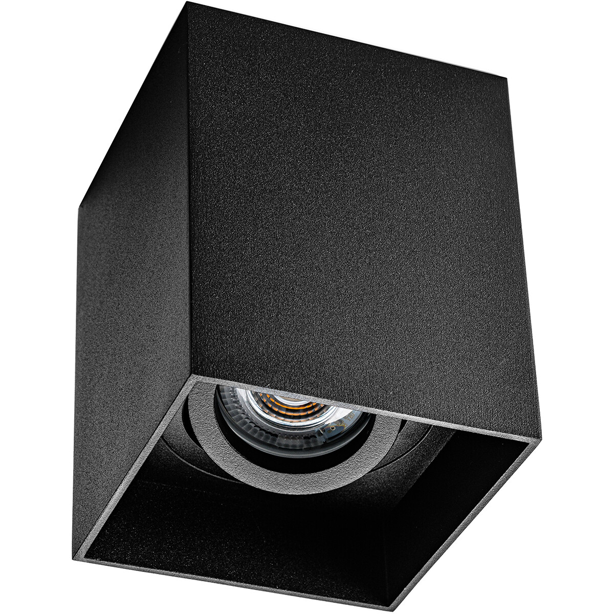 Spot de Plafond GU10 - Pragmi Luxina Pro - En Saillie Carré - Mat Noir - Aluminium - Encastré - Inclinable - 90mm