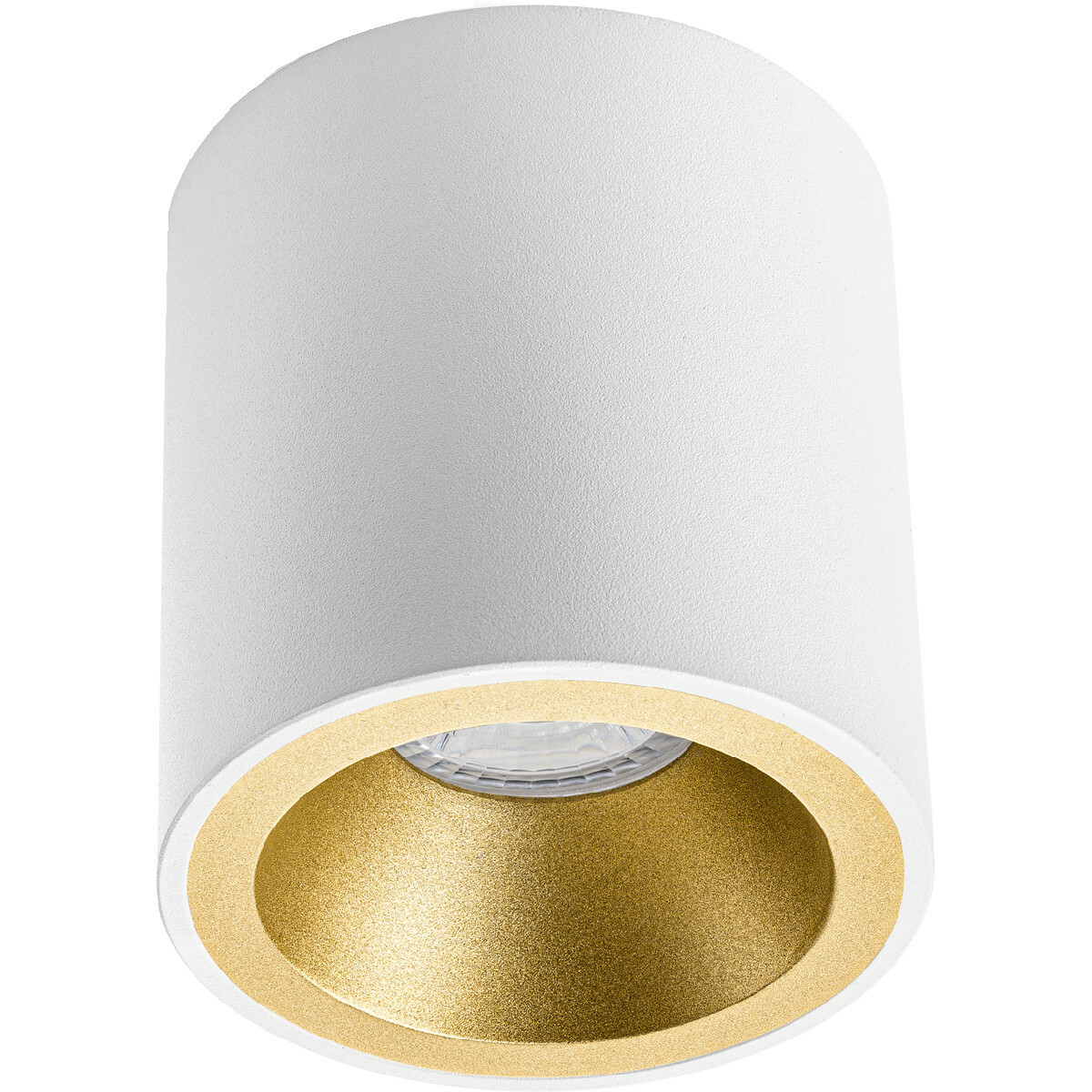 Ensemble de Spot de Plafond - Pragmi Cliron Pro - Douille GU10 - En Saillie Rond - Mat Blanc/Or - 4W - Blanc Chaud 3000K - Encastré - Ø90mm