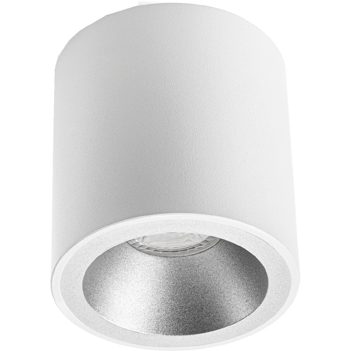 Ensemble de Spot de Plafond - Pragmi Cliron Pro - Douille GU10 - En Saillie Rond - Mat Blanc/Argent - 4W - Blanc Chaud 3000K - Encastré - Ø90mm