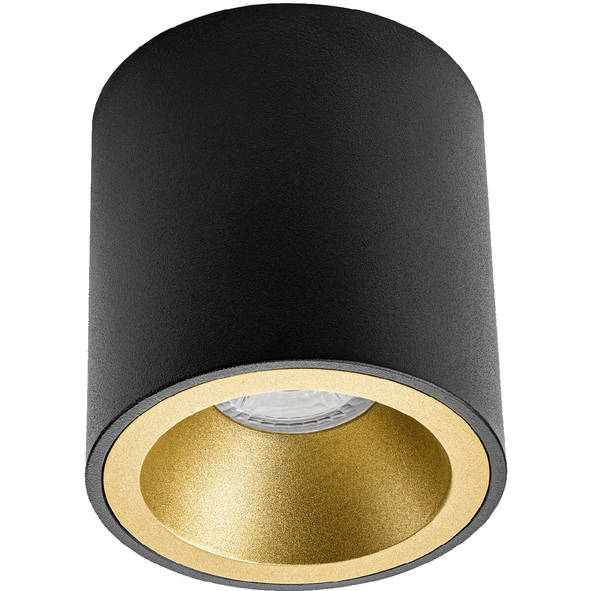 Ensemble de Spot de Plafond - Aigi - Pragmi Cliron Pro - Douille GU10 - En Saillie Rond - Mat Noir/Or - 8W - Blanc Chaud 3000K - Encastré - Ø90mm