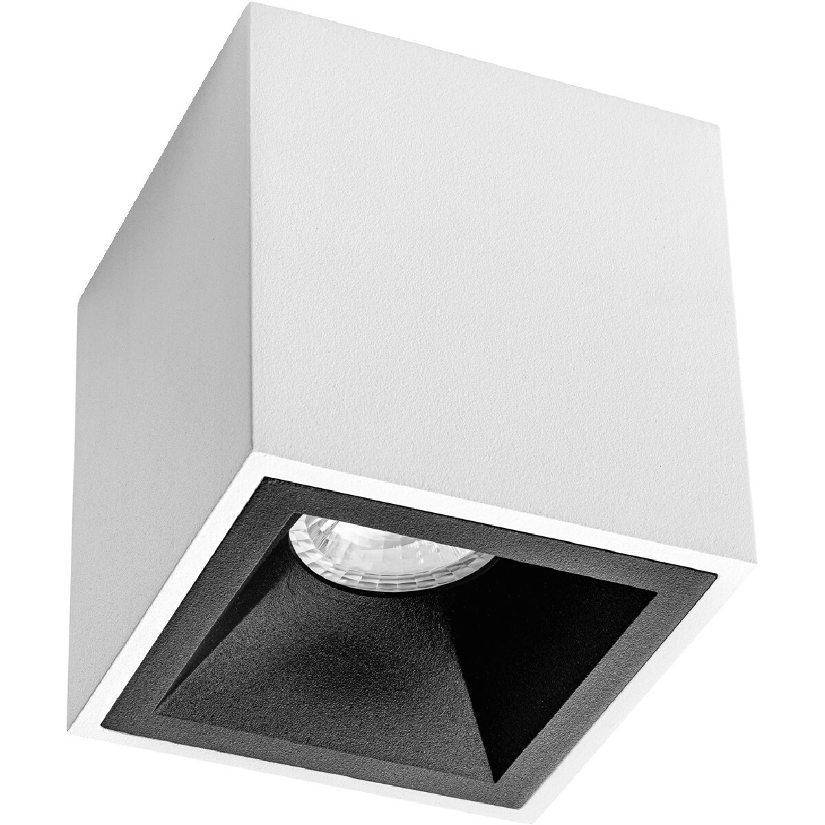 Ensemble de Spot de Plafond - Pragmi Cliron Pro - Douille GU10 - En Saillie Carré - Mat Blanc/Noir - 4W - Blanc Neutre 4200K - Encastré - 90mm