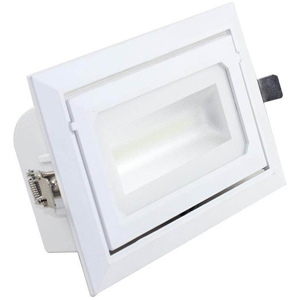 Downlight LED - Rectangulaire Encastré 40W - Couleur de lumière ajustable CCT - Mat Blanc Aluminium - Inclinable 230x140mm - LEDs OSRAM