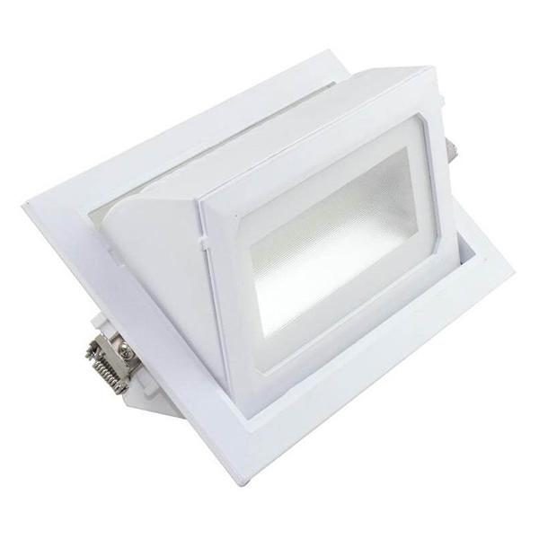 Downlight LED - Rectangulaire Encastré 40W - Couleur de lumière ajustable CCT - Mat Blanc Aluminium - Inclinable 230x140mm - LEDs OSRAM