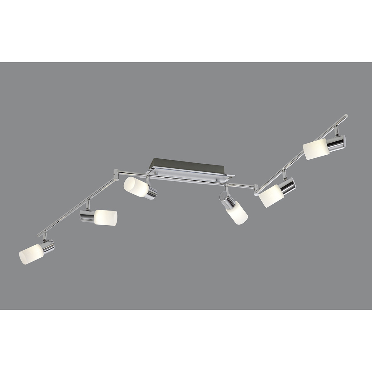 Spot de plafond LED - Trion Clupo - 24W - Blanc Chaud 3000K - 6-lumières - Rectangle - Mat Chrome - Aluminium - LEDs OSRAM