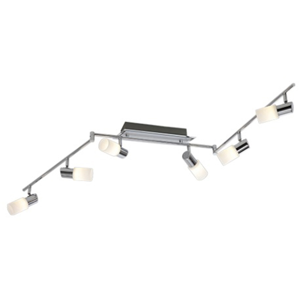 Spot de plafond LED - Trion Clupo - 24W - Blanc Chaud 3000K - 6-lumières - Rectangle - Mat Chrome - Aluminium - LEDs OSRAM