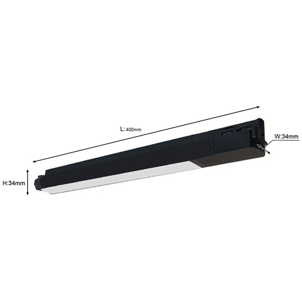 Éclairage sur rail LED - Poutre - 20W 1 Phase - Blanc Chaud 3000K - Mat Noir Aluminium - 40cm - LEDs OSRAM