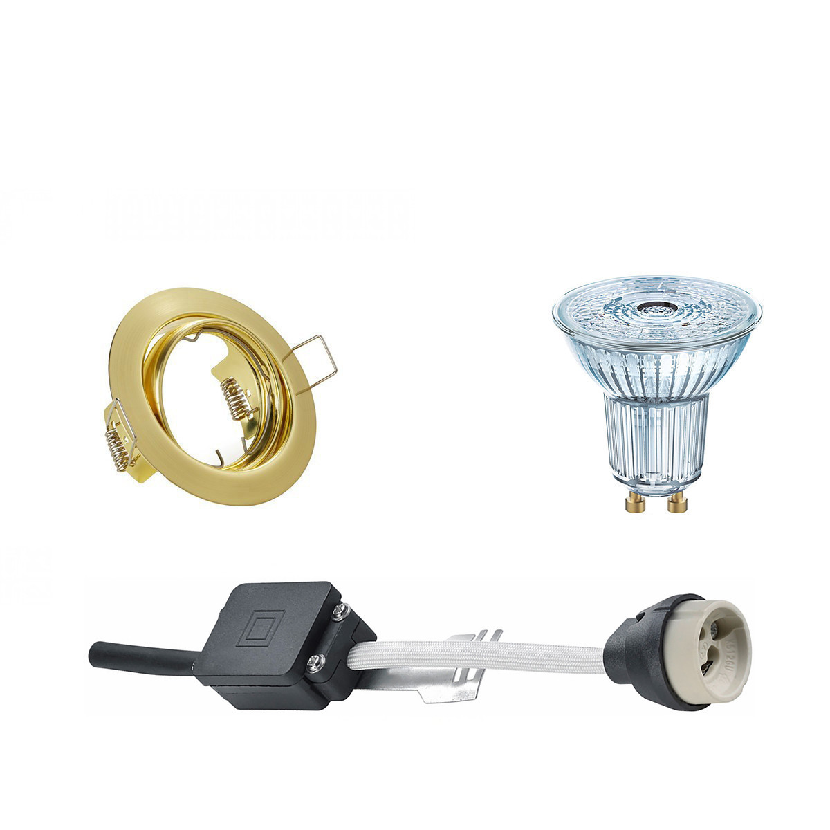 Set de spots LED - LEDVANCE Parathom PAR16 940 36D - Douille GU10 - Dimmable - Rond Encastré - Mat Or - 3.4W - Blanc Neutre 4000K - Inclinable Ø83mm