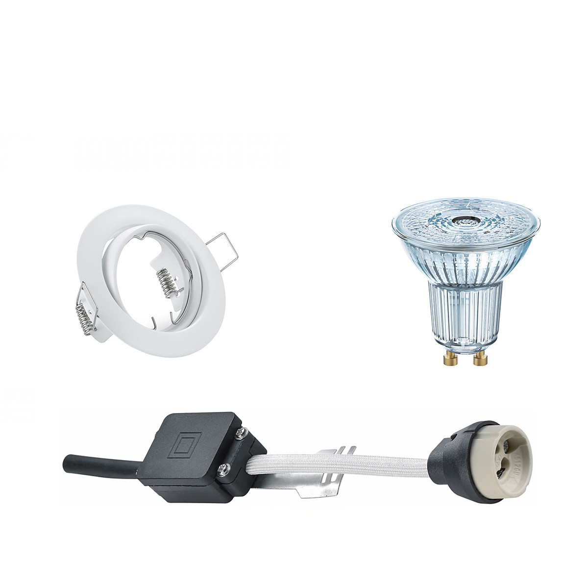 Set de spots LED - LEDVANCE Parathom PAR16 930 36D - Douille GU10 - Dimmable - Rond Encastré - Mat Blanc - 3.4W - Blanc Chaud 3000K - Inclinable Ø83mm