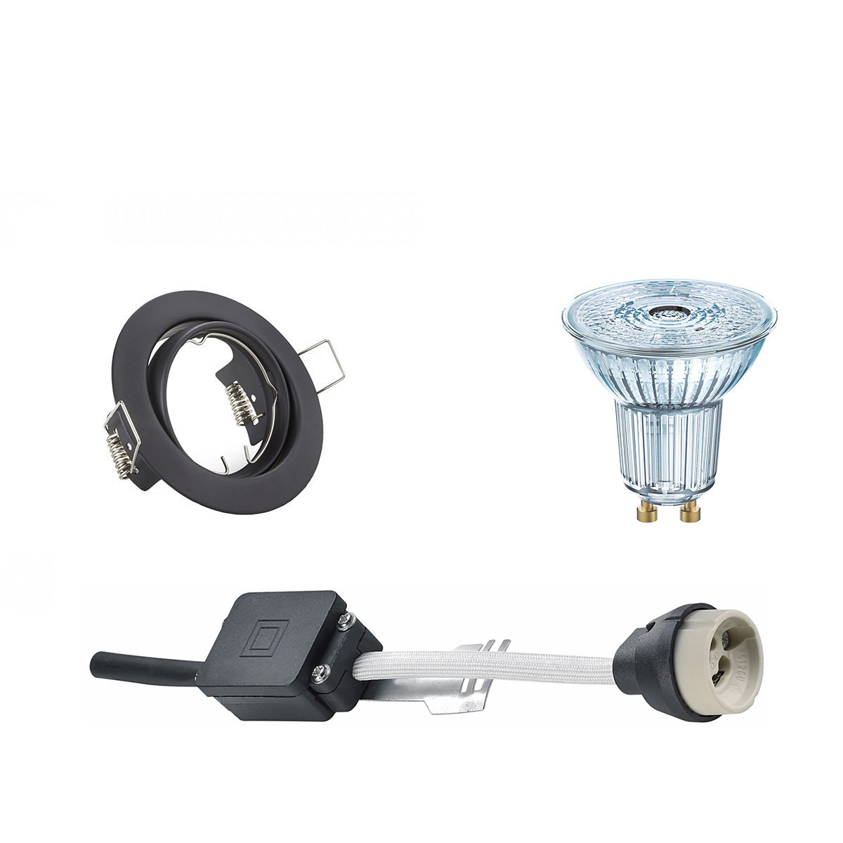 Set de spots LED - LEDVANCE Parathom PAR16 940 36D - Douille GU10 - Dimmable - Rond Encastré - Mat Noir - 3.4W - Blanc Neutre 4000K - Inclinable Ø83mm