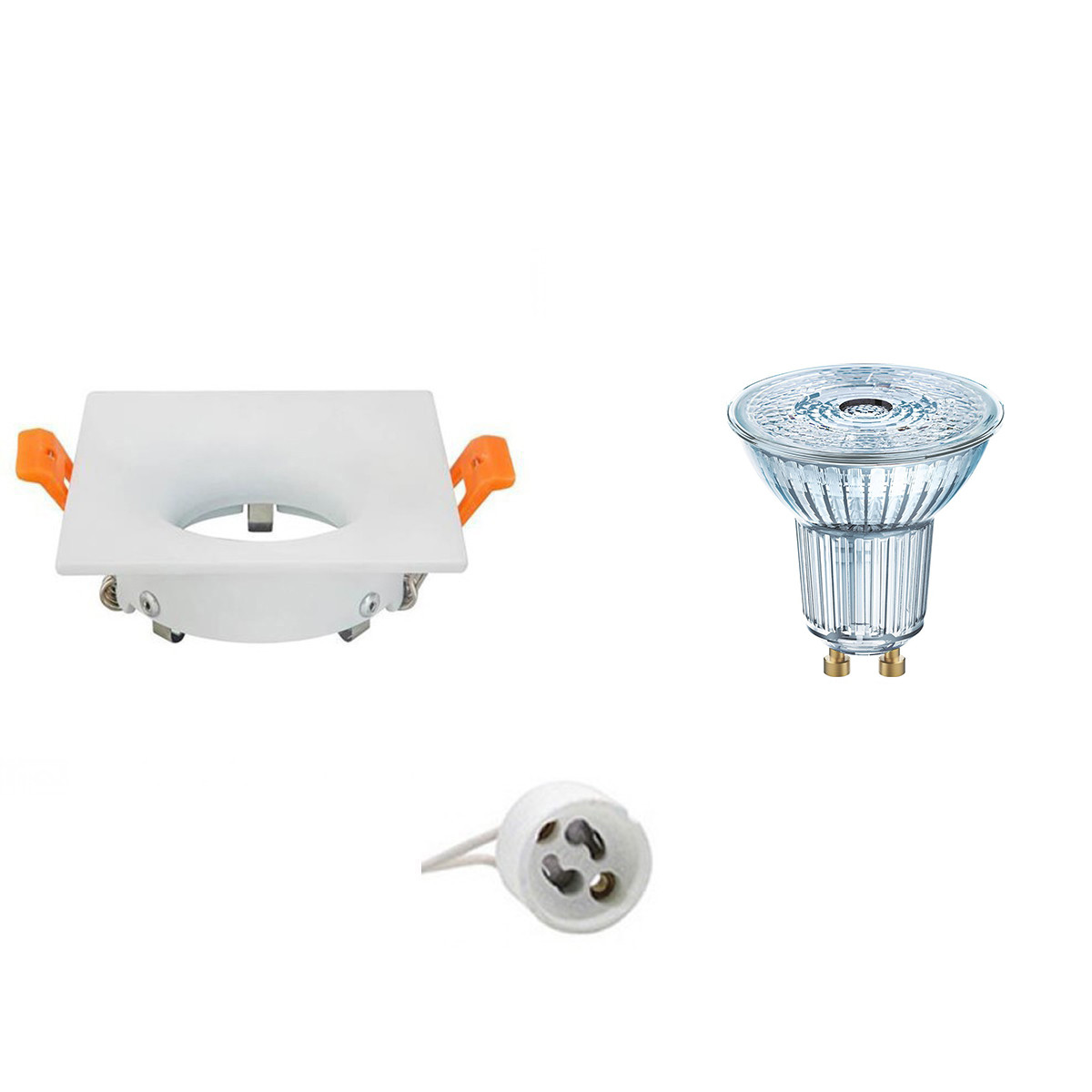 Set de spots LED - LEDVANCE Parathom PAR16 940 36D - Douille GU10 - Dimmable - Carré Encastré - Mat Blanc - 3.4W - Blanc Neutre 4000K - 85mm