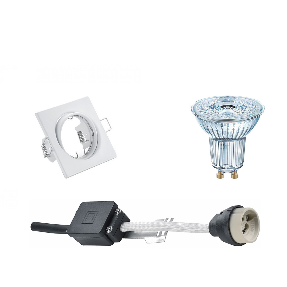 Set de spots LED - LEDVANCE Parathom PAR16 940 36D - Douille GU10 - Dimmable - Carré Encastré - Mat Blanc - 3.4W - Blanc Neutre 4000K - Inclinable 80mm