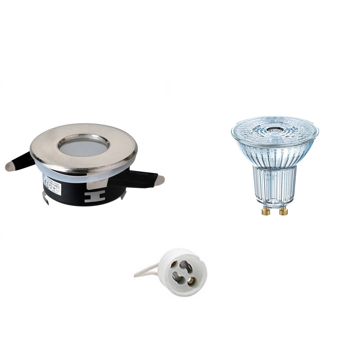 Set de spots LED - LEDVANCE Parathom PAR16 940 36D - Aigi - Douille GU10 - Étanche IP65 - Dimmable - Rond Encastré - Mat Chrome - 3.4W - Blanc Neutre 4000K - Ø82mm