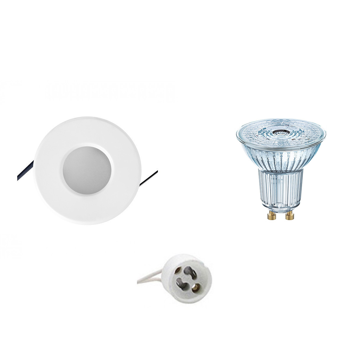 Set de spots LED - LEDVANCE Parathom PAR16 940 36D - Aigi - Douille GU10 - Étanche IP65 - Dimmable - Rond Encastré - Mat Blanc - 3.4W - Blanc Neutre 4000K - Ø82mm