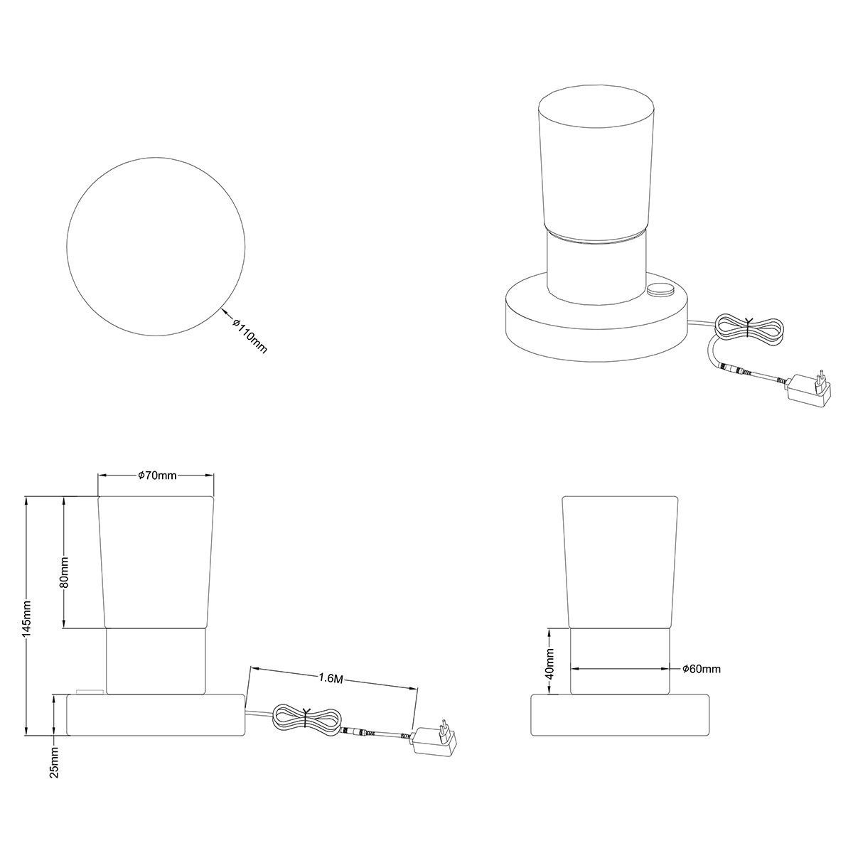 Lampe de Table LED - Trion Crostila - 4W - Blanc Chaud 3000K - Rond - Mat Nickel - Aluminium - LEDs OSRAM