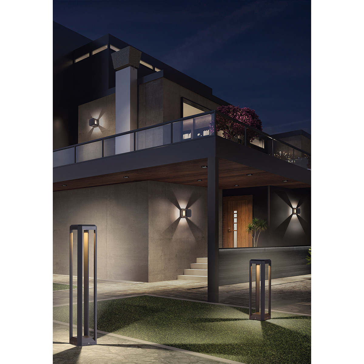 Éclairage de Jardin LED - Lampe murale extérieure - Trion Logani - 11W - Blanc Chaud 3000K - Étanche IP65 - Mat Anthracite - Aluminium - LEDs OSRAM