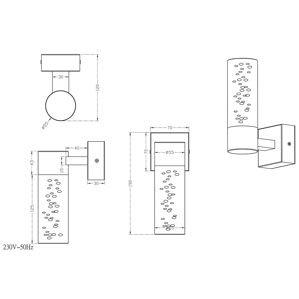 Applique Murale LED - Trion Balo - 1-lumière - 3W - Blanc Chaud 3000K - Rond - Chrome Brillant - Aluminium - LEDs OSRAM