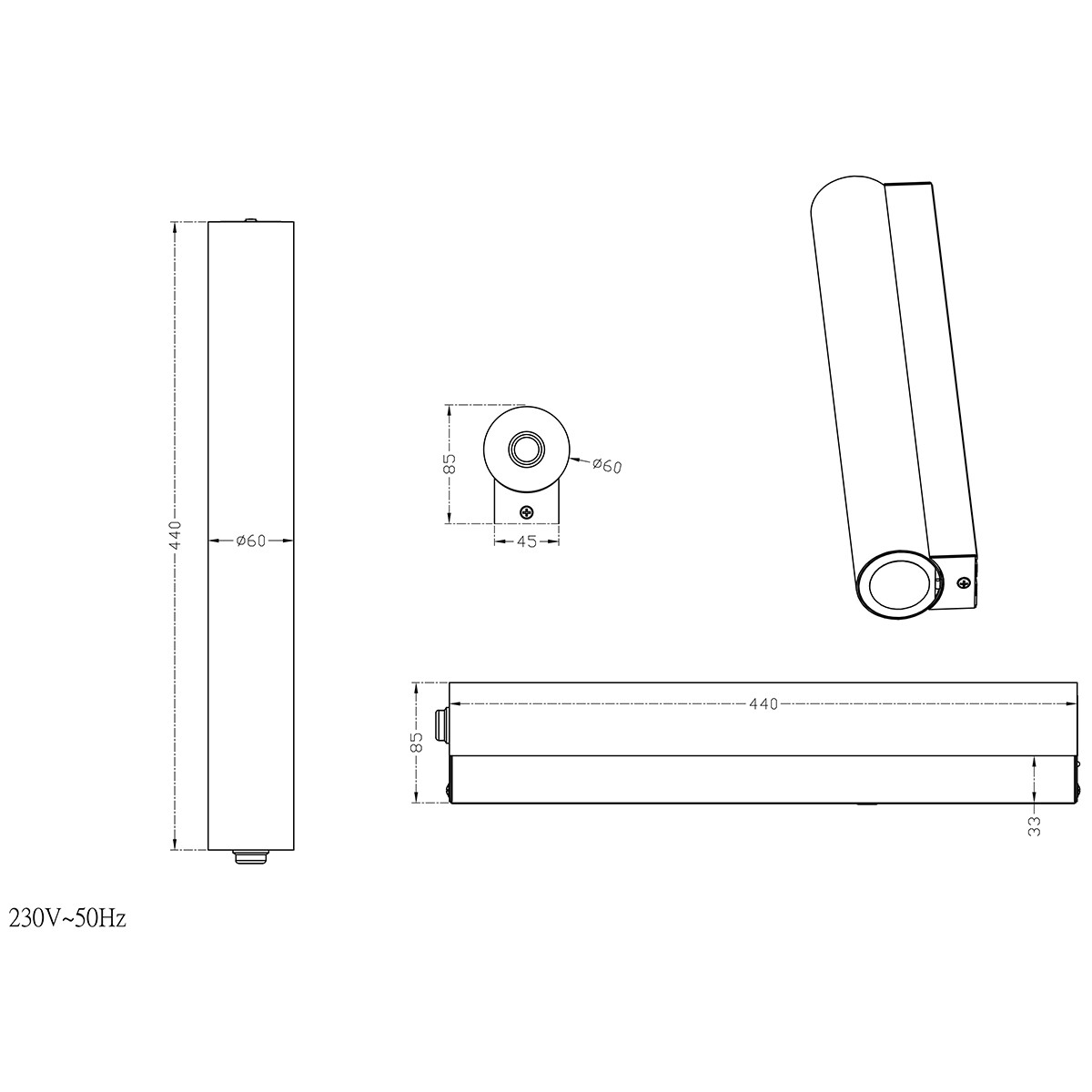 Applique Murale LED - Trion Kalian - 6W - Blanc Chaud 3000K - Rectangle - Mat Chrome - Aluminium - LEDs OSRAM