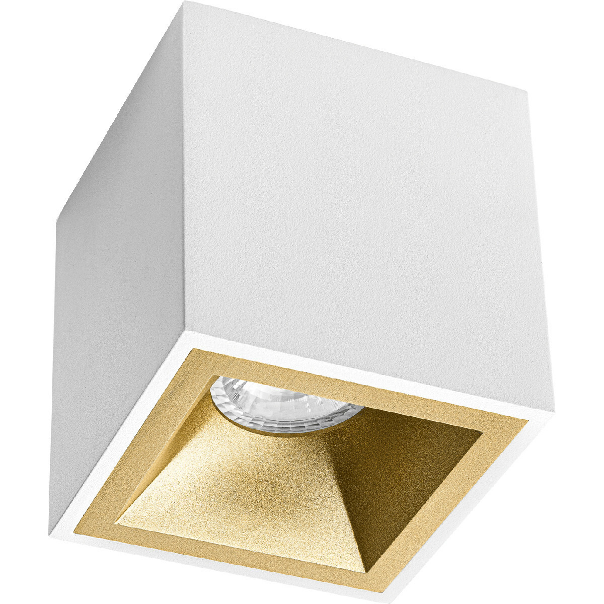 Ensemble de Spot de Plafond - LEDVANCE Parathom PAR16 927 36D - Pragmi Cliron Pro - Douille GU10 - Dimmable - En Saillie Carré - Mat Blanc/Or - 3.4W - Blanc Chaud 2700K - Encastré - 90mm