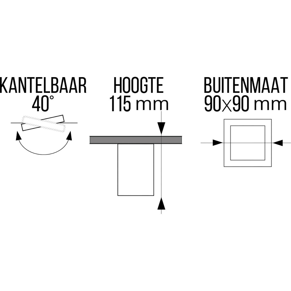 Ensemble de Spot de Plafond - LEDVANCE Parathom PAR16 927 36D - Pragmi Luxina Pro - Douille GU10 - Dimmable - En Saillie Carré - Mat Blanc - 3.4W - Blanc Chaud 2700K - Encastré - Inclinable - 90mm