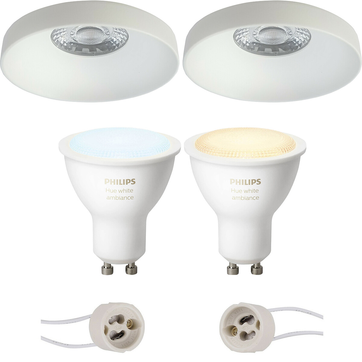 Pragmi Vrito Pro - Rond Encastré - Mat Blanc - Ø82mm - Philips Hue - Set de Spots LED GU10 - White Ambiance - Bluetooth