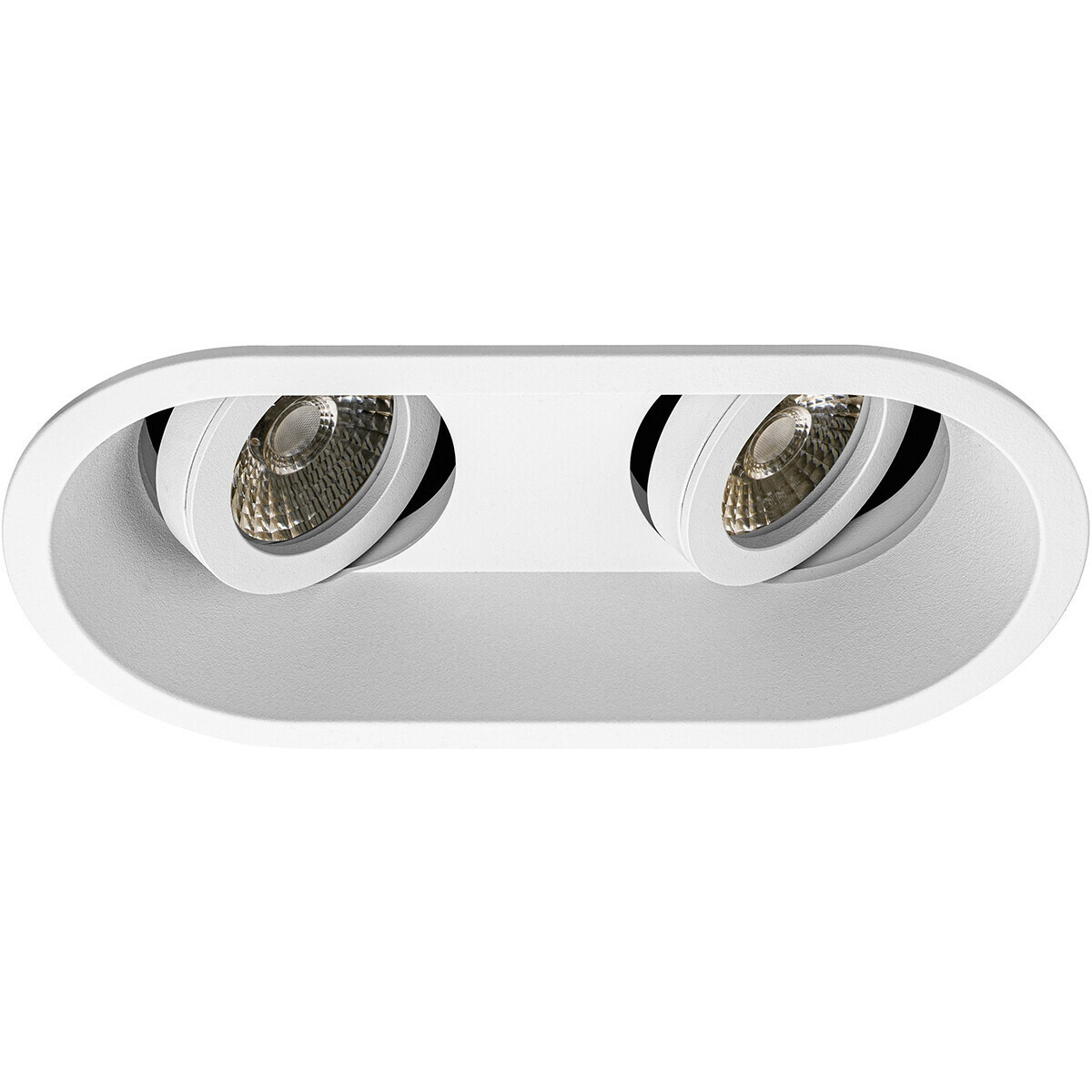 Pragmi Zano Pro - Double Ovale Encastré - Mat Blanc - Inclinable - 185x93mm - Philips Hue - Set de Spots LED GU10 - White Ambiance - Bluetooth