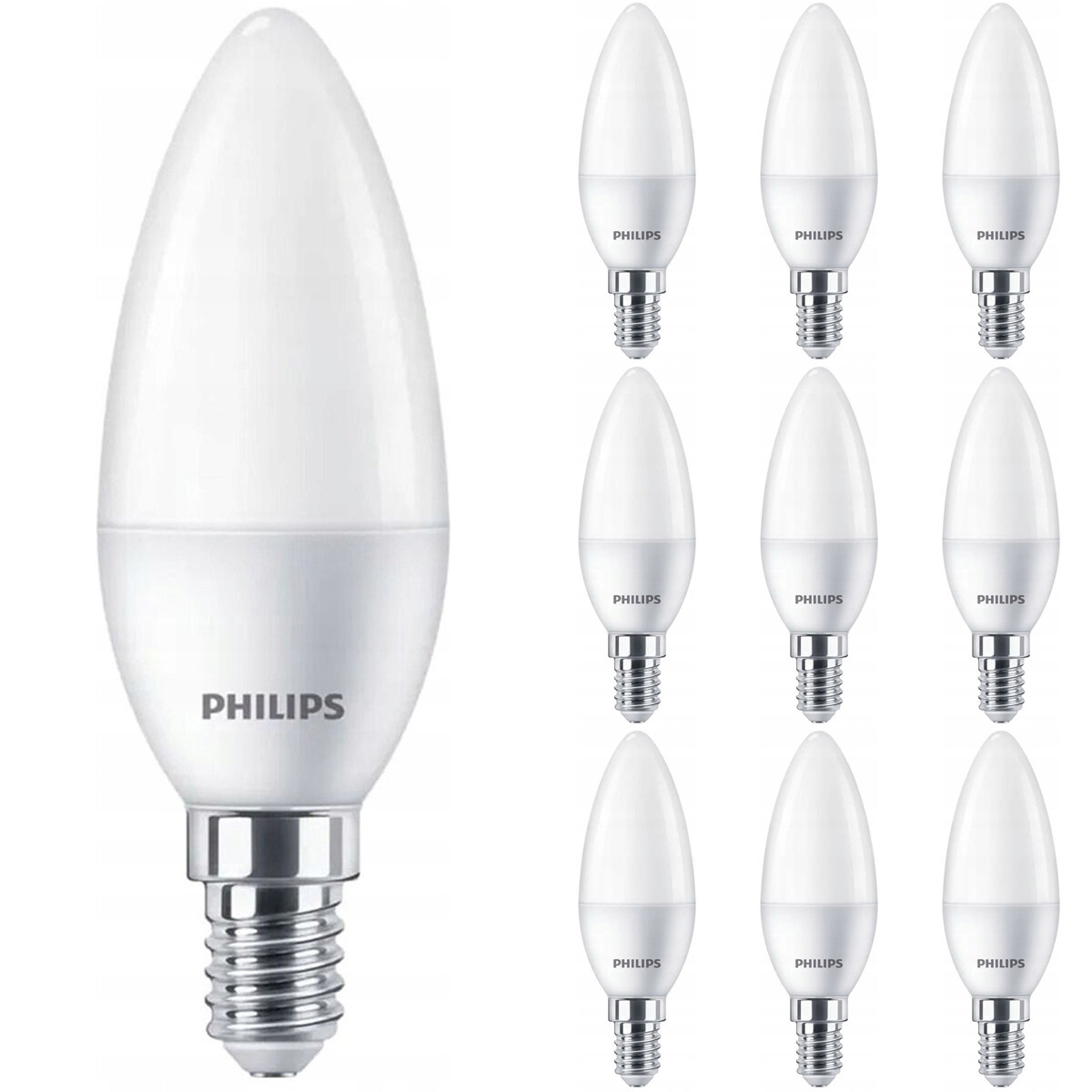 PHILIPS - Pack de 10 Lampes LED - CorePro Candle 827 B35 FR - Douille E14 - 4W - Blanc Chaud 2700K | Remplace 25W