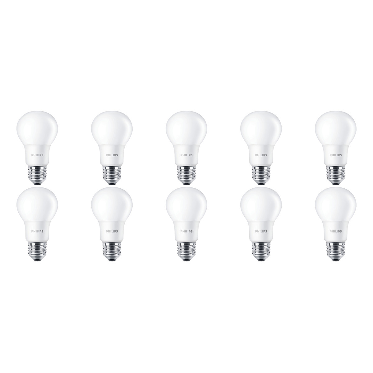 PHILIPS - Pack de 10 Lampes LED - CorePro LEDbulb 827 A60 - Douille E27 - 8W - Blanc Chaud 2700K | Remplace 60W