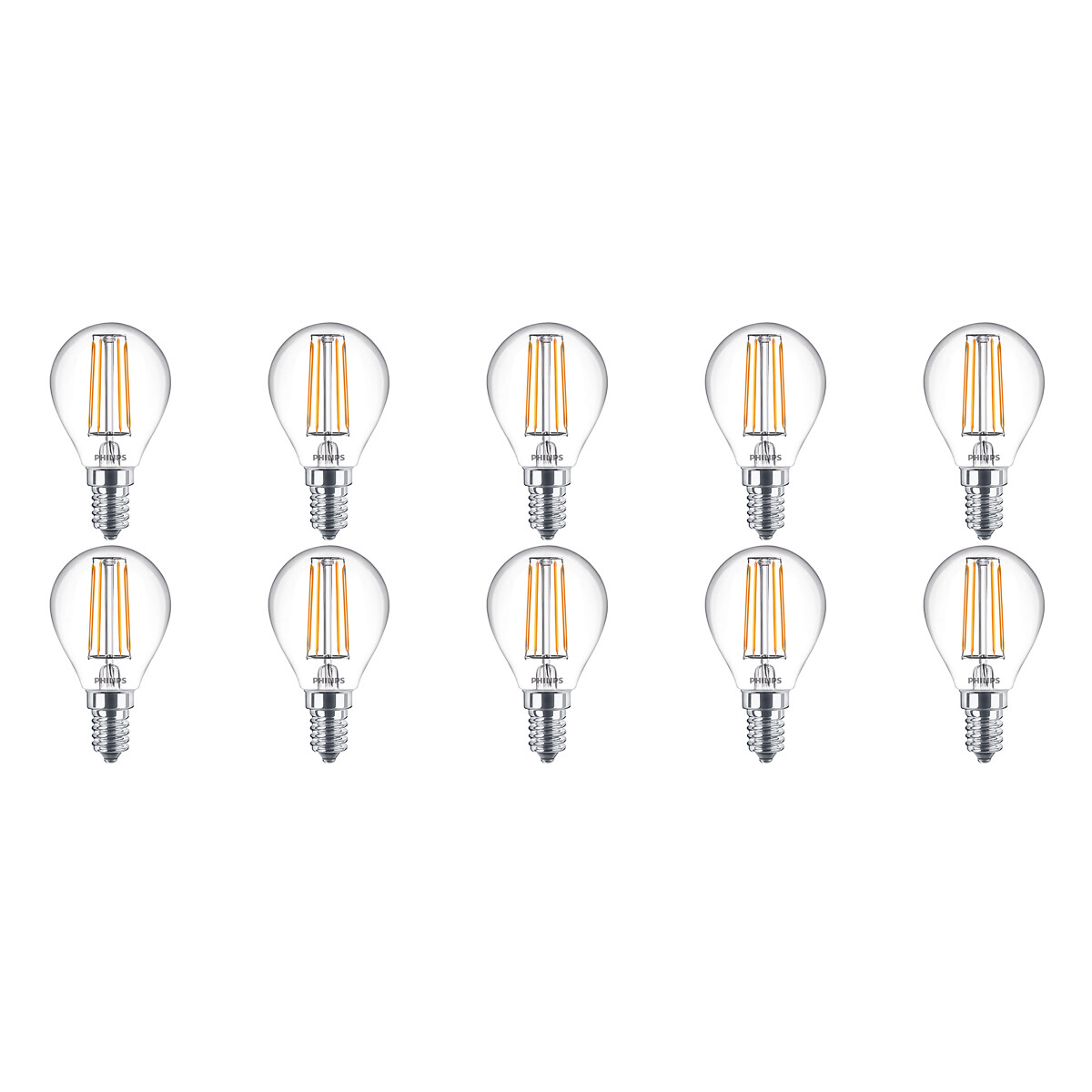 PHILIPS - Pack de 10 Lampes LED - CorePro Luster 827 P45 CL - Douille E14 - 4.5W - Blanc Chaud 2700K | Remplace 40W