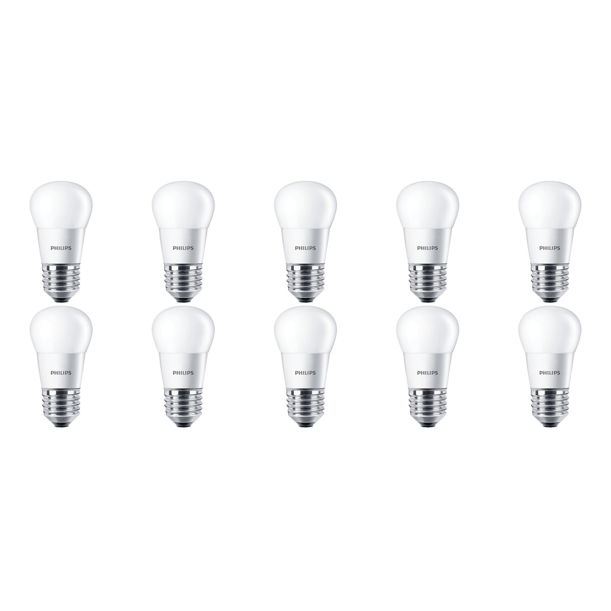 PHILIPS - Pack de 10 Lampes LED - CorePro Lustre 827 P45 FR - Douille E27 - 4W - Blanc Chaud 2700K | Remplace 25W