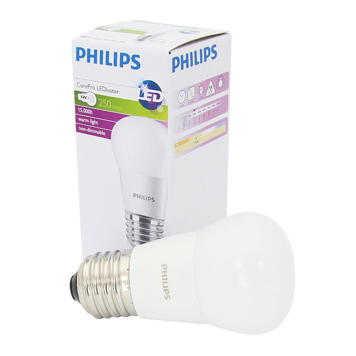 PHILIPS - Lampe LED - CorePro Lustre 827 P45 FR - Douille E27 - 4W - Blanc Chaud 2700K | Remplace 25W