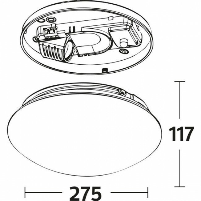 Plafonnier LED avec Détecteur de Mouvement - Capteur à 360° - Douille E27 - Mat Blanc - Verre Dépoli - Philips - SceneSwitch 827 A60 - 2W-8W - Blanc Chaud 2200K-2700K - Dimmable