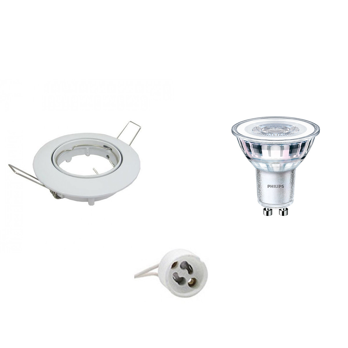 Set de spots LED - Douille GU10 - Rond Encastré - Blanc Brillant - Inclinable Ø82mm - Philips - CorePro 827 36D - 3.5W - Blanc Chaud 2700K