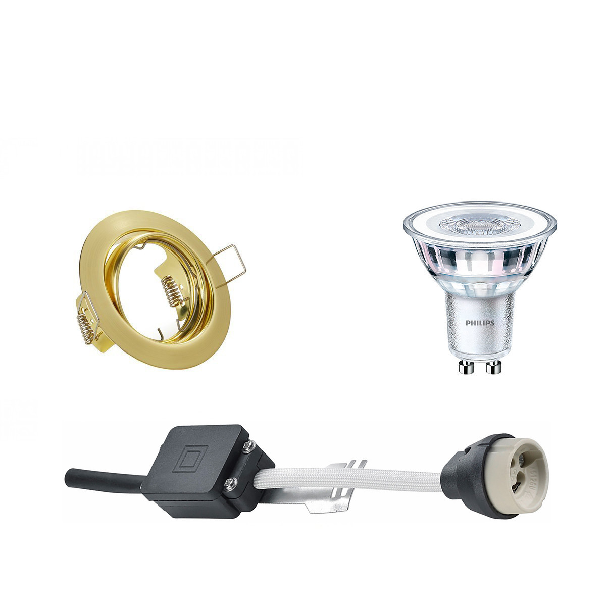 Set de spots LED - Douille GU10 - Rond Encastré - Mat Or - Inclinable Ø83mm - Philips - CorePro 827 36D - 5W - Blanc Chaud 2700K - Dimmable