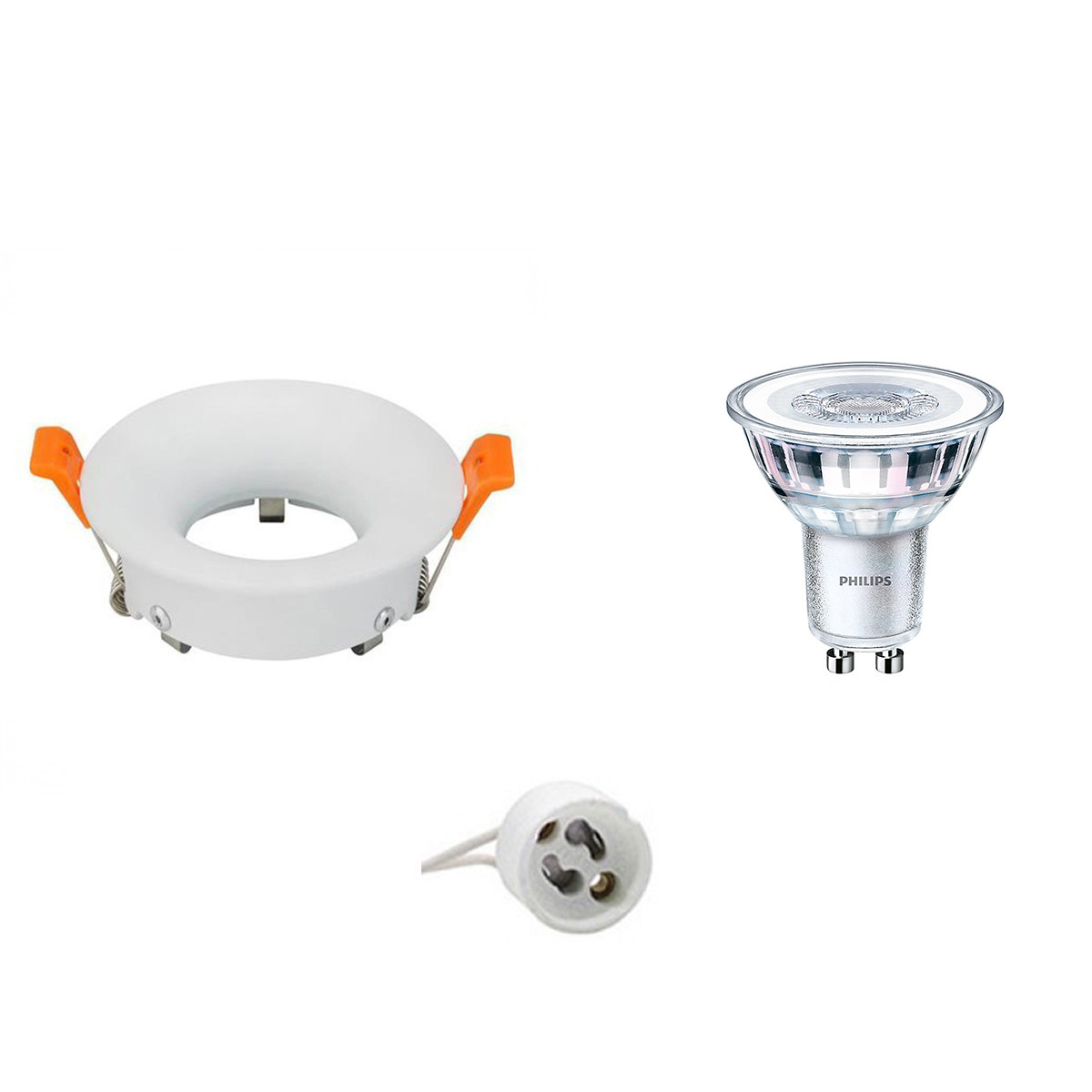 Set de spots LED - Douille GU10 - Rond Encastré - Mat Blanc - Ø85mm - Philips - CorePro 830 36D - 4W - Blanc Chaud 3000K - Dimmable