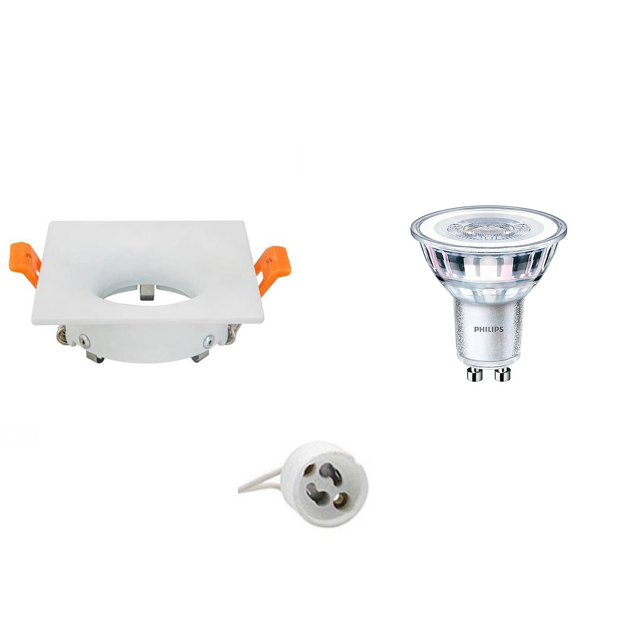 Set de spots LED - Douille GU10 - Carré Encastré - Mat Blanc - 85mm - Philips - CorePro 827 36D - 5W - Blanc Chaud 2700K - Dimmable