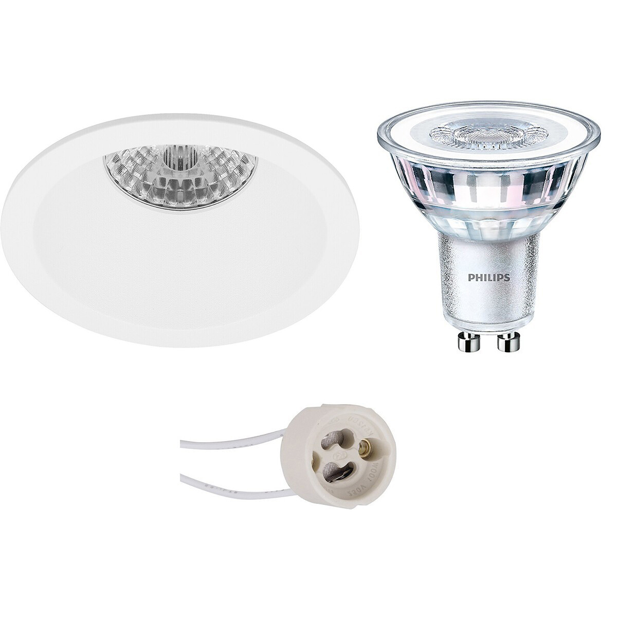 Set de spots LED - Pragmi Pollon Pro - Douille GU10 - Rond Encastré - Mat Blanc - Encastré - Ø82mm - Philips - CorePro 840 36D - 5W - Blanc Neutre 4000K - Dimmable