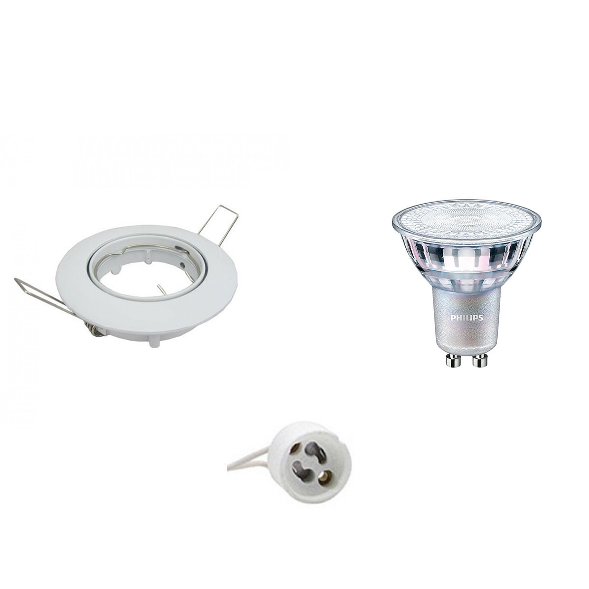 Set de spots LED - Douille GU10 - Rond Encastré - Blanc Brillant - Inclinable Ø82mm - Philips - MASTER 927 36D VLE - 4.9W - Blanc Chaud 2200K-2700K - DimTone Dimmable