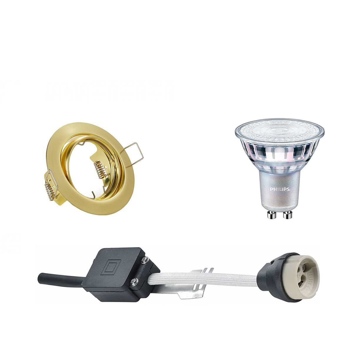 Set de spots LED - Douille GU10 - Rond Encastré - Mat Or - Inclinable Ø83mm - Philips - MASTER 927 36D VLE - 3.7W - Blanc Chaud 2200K-2700K - DimTone Dimmable