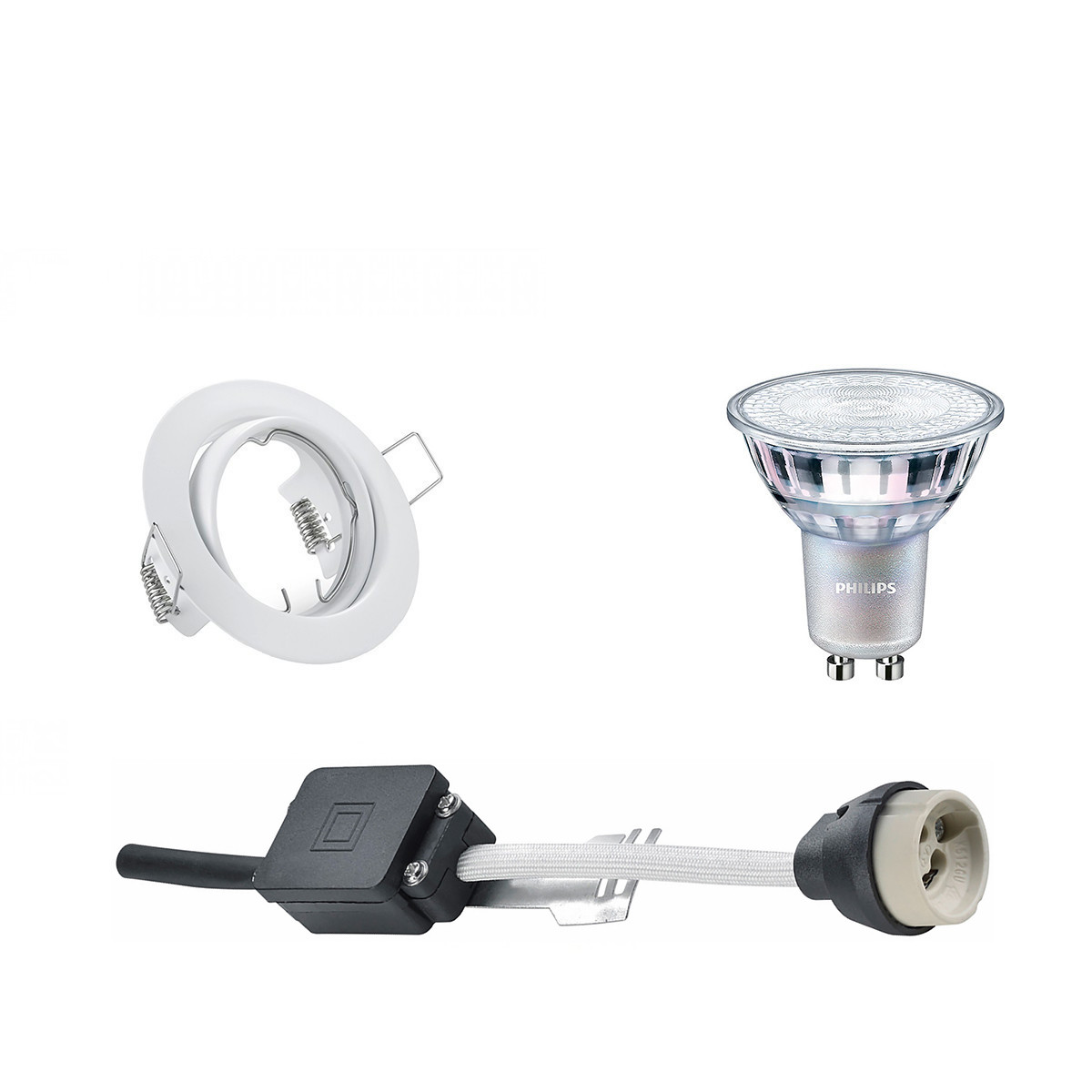 Set de spots LED - Douille GU10 - Rond Encastré - Mat Blanc - Inclinable Ø83mm - Philips - MASTER 927 36D VLE - 3.7W - Blanc Chaud 2200K-2700K - DimTone Dimmable