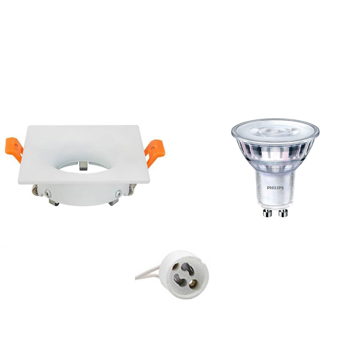 Set de spots LED - Douille GU10 - Carré Encastré - Mat Blanc - 85mm - Philips - SceneSwitch 827 36D - 1.5W-5W - Blanc Chaud 2200K-2700K - Dimmable